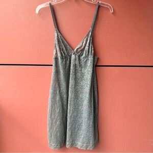 Tezenis Gray Stretch Lace Chemise Slip Sexy Nightgown Size L